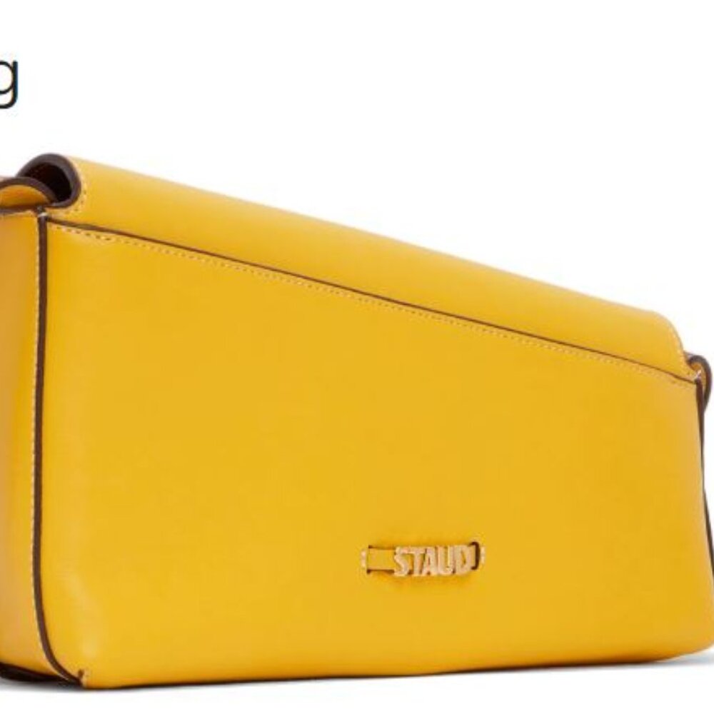 Iconic STAUD "Acute" Napa Leather Shoulder Bag in Goldie/Tan, NWT - Picture 11 of 13